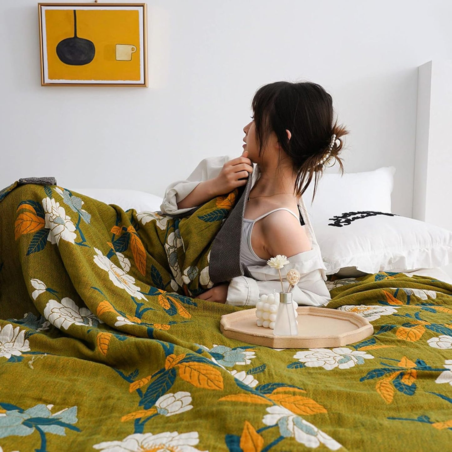 Moss Floral Cotton Quilt™ — Envolva-se em Conforto Leve e Fresco que Parece um Sonho