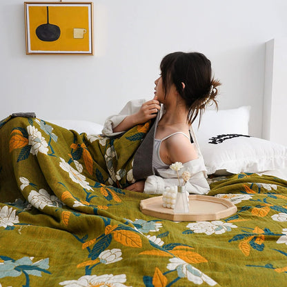 Moss Floral Cotton Quilt™ — Envolva-se em Conforto Leve e Fresco que Parece um Sonho