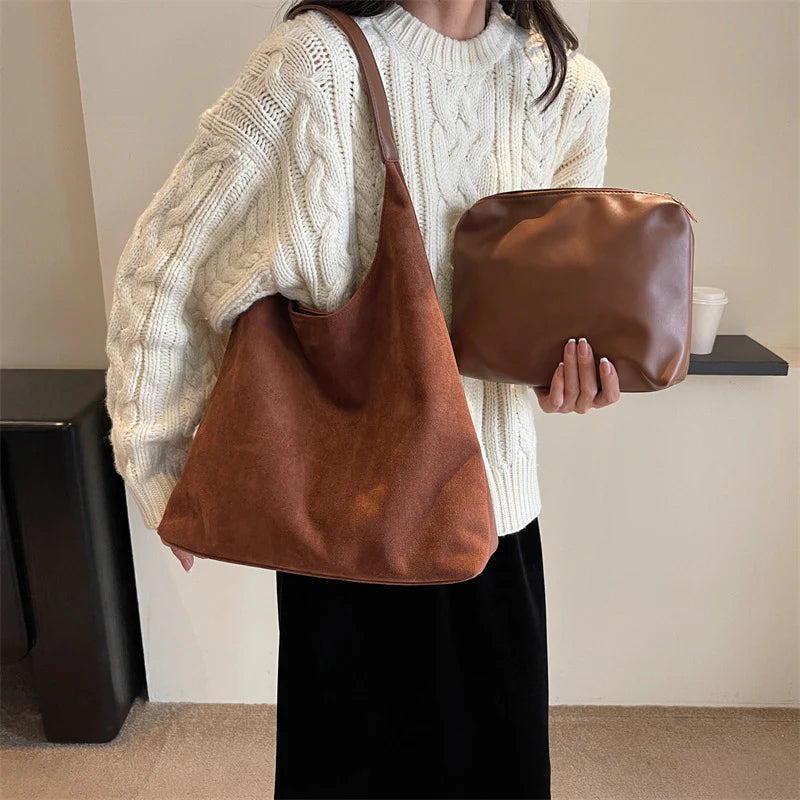 VogueCruze™ Sac Cabas en Velours Côtelé — Attirez Tous les Regards avec un Style Sans Effort et une Organisation Inégalée