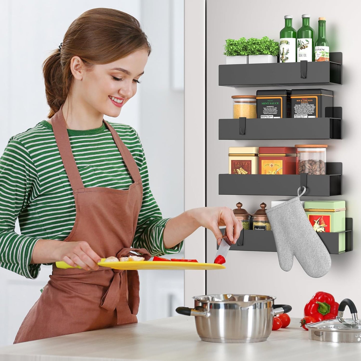 Meroa — Magnetic Kitchen Spice Shelf with Strong Steel Frame