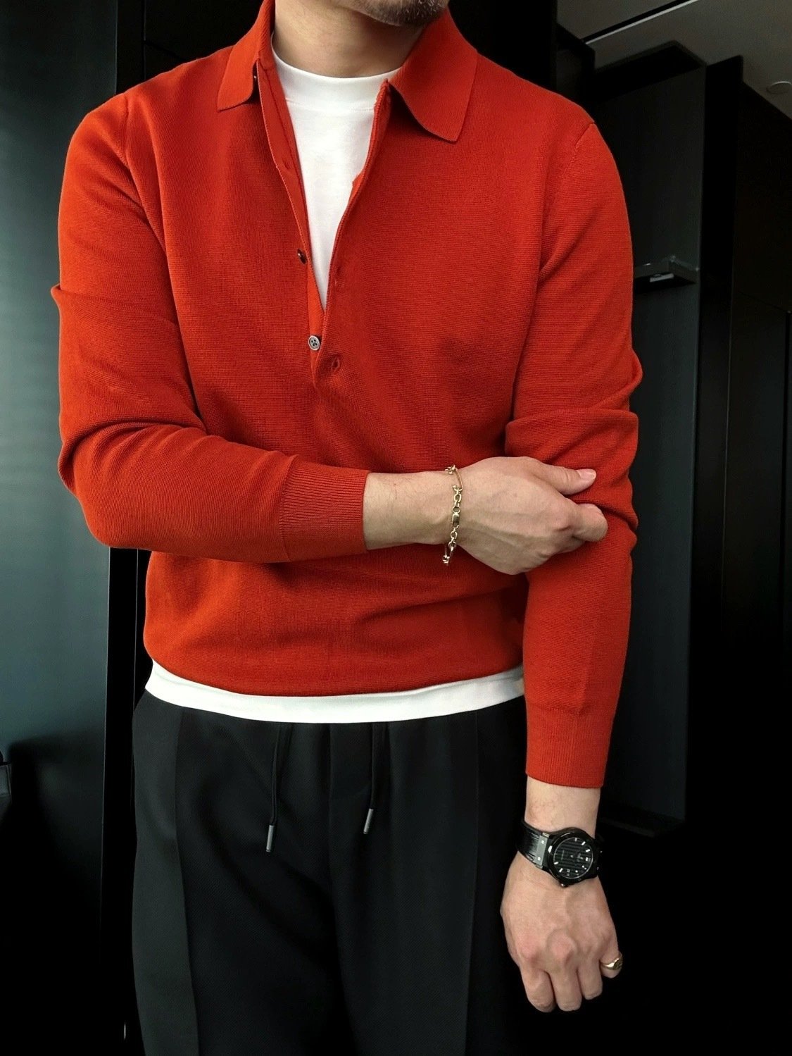 TitanThread™ Long Sleeve Polo Sweater — Own Every Moment with Unmatched Comfort and Sharp Style