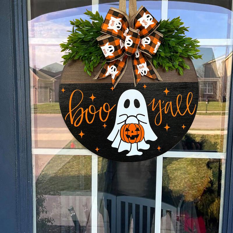 12 Wooden Pumpkin & Ghost Door Hanger™ — Transform Your Entrance into an Unforgettable Halloween Showstopper