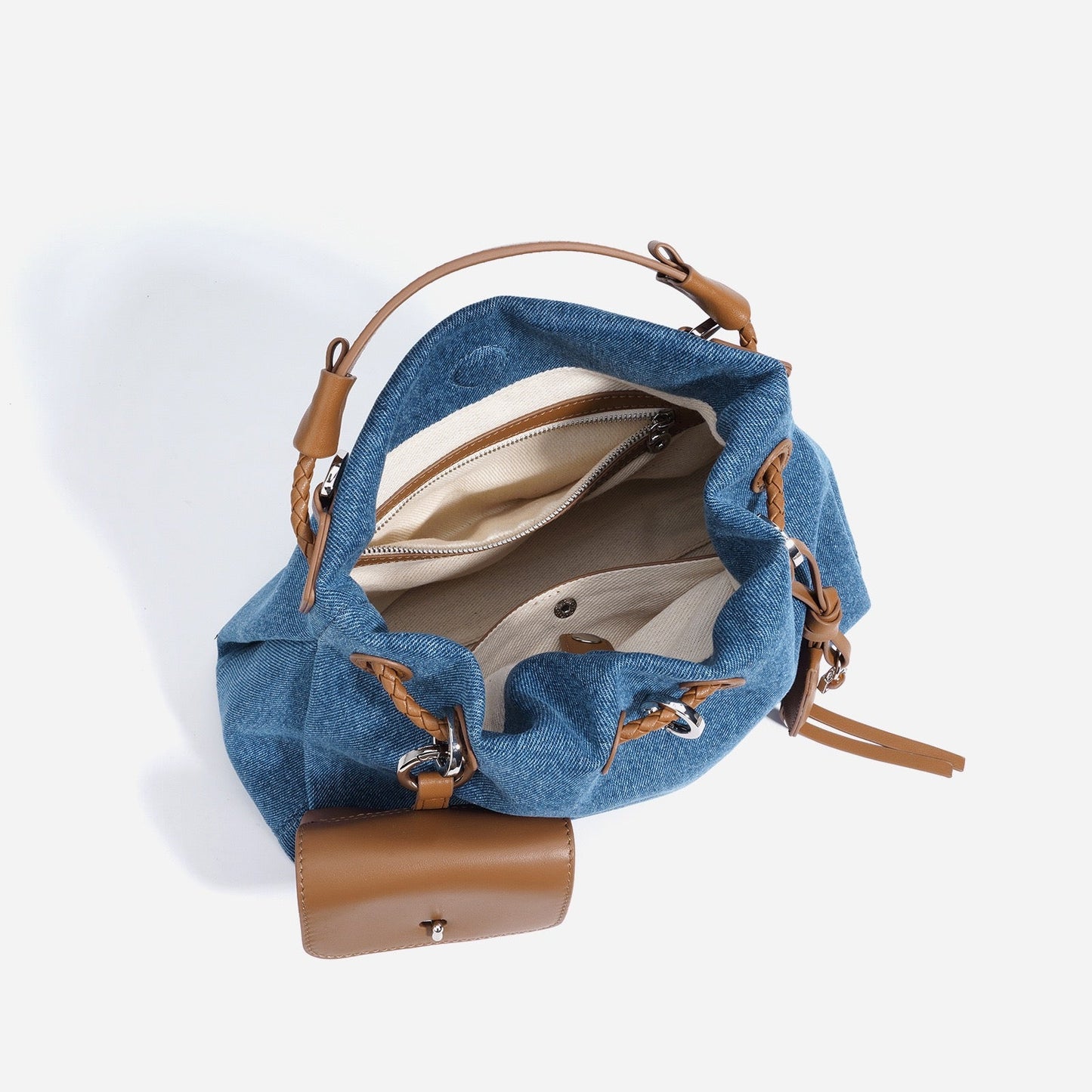Kieranza — Women's Genuine Leather Denim Patchwork Hobo Bag
