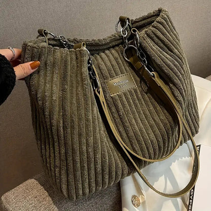 Layna — Stylish Corduroy Tote Bag with Adjustable Strap