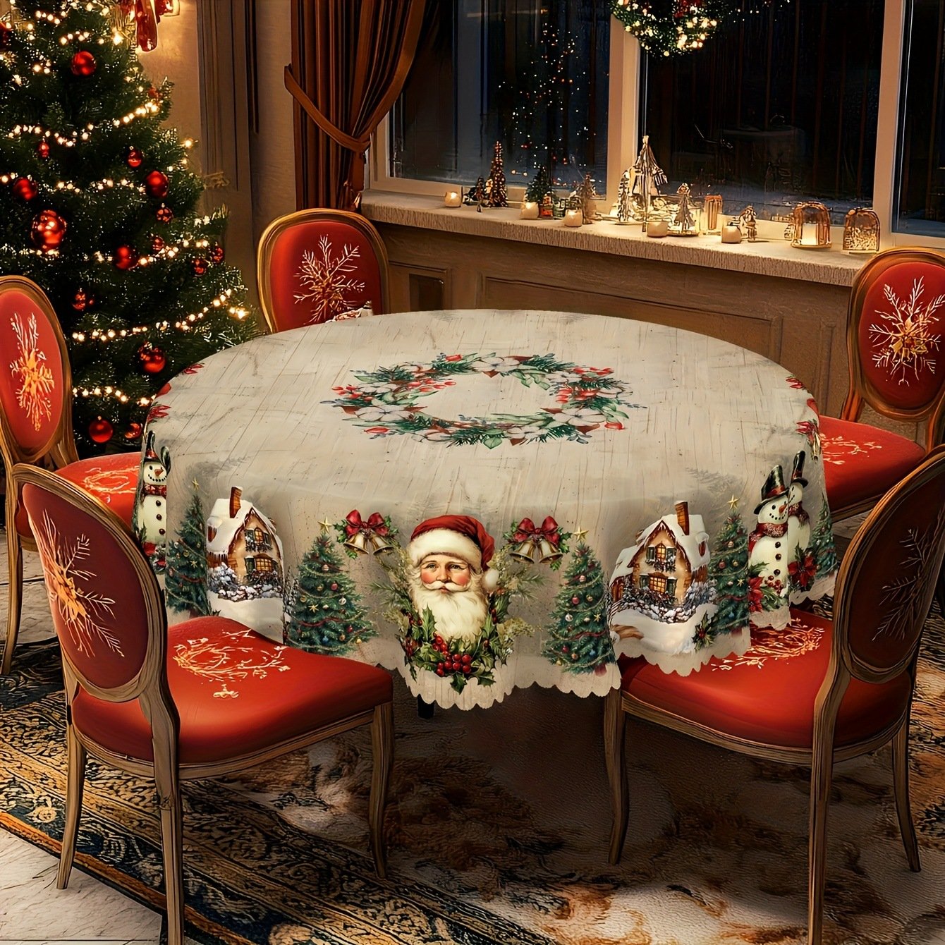 Sarellyn — Festive Christmas Tablecloth with Durable Polyester Fabric