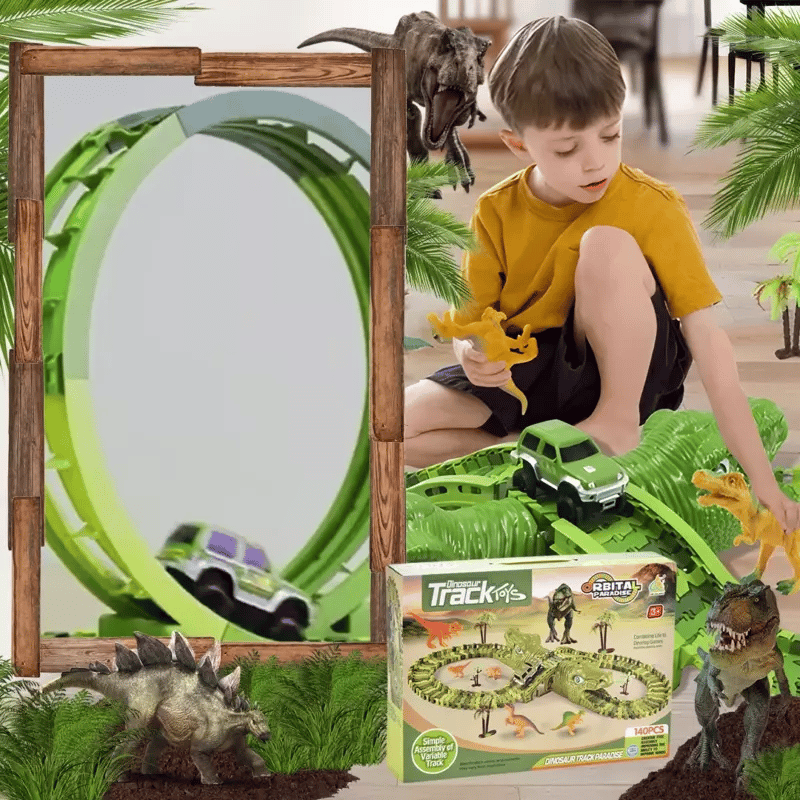 DinoRift — Interactive Dinosaur Track Toy Set with Battery-Powered Car