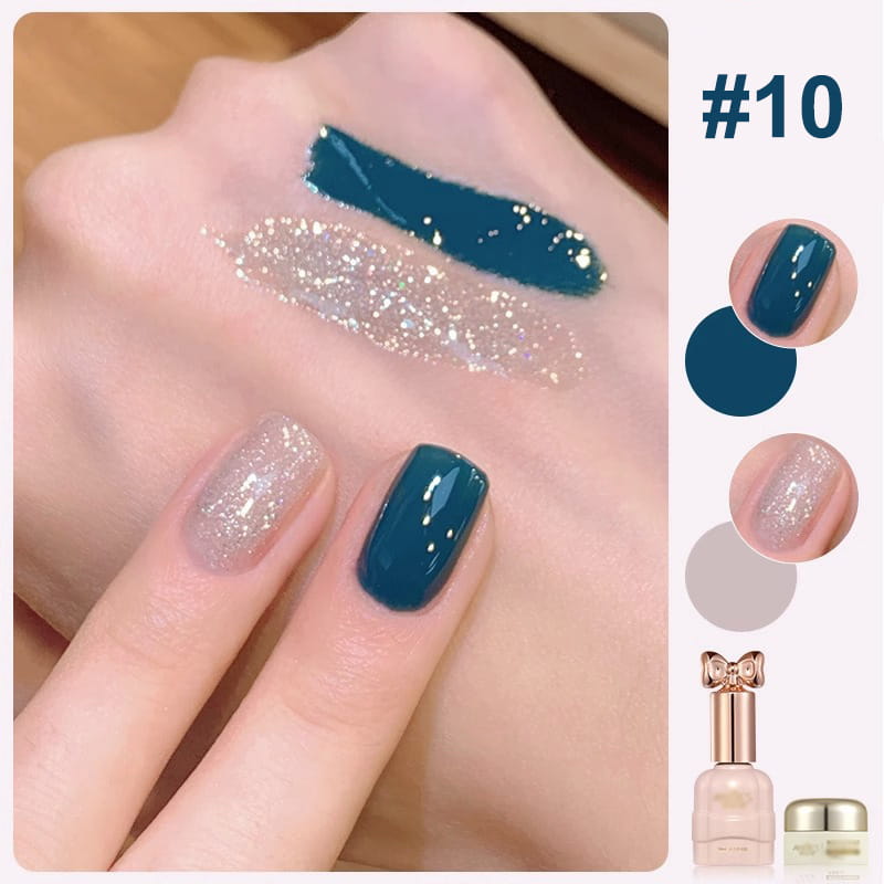 Duo de vernis à ongles Liora — Ensemble de vernis pailleté bicolore avec brillance longue durée