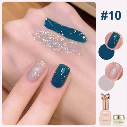 Duo de vernis à ongles Liora — Ensemble de vernis pailleté bicolore avec brillance longue durée