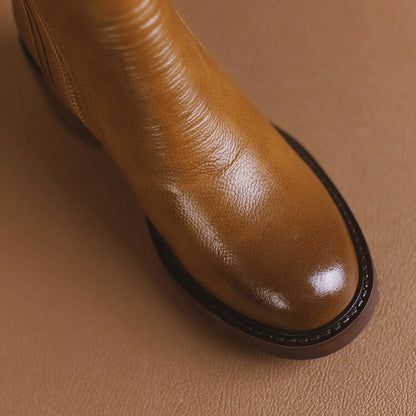 Bottes en cuir vegan Liora — Talon bloc confortable avec fermeture éclair latérale
