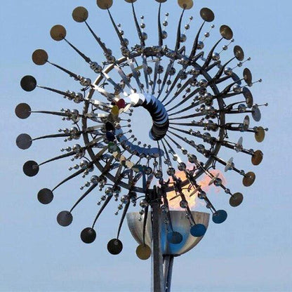 Wind Powered Kinetic Sculpture Magical Metal Windmill