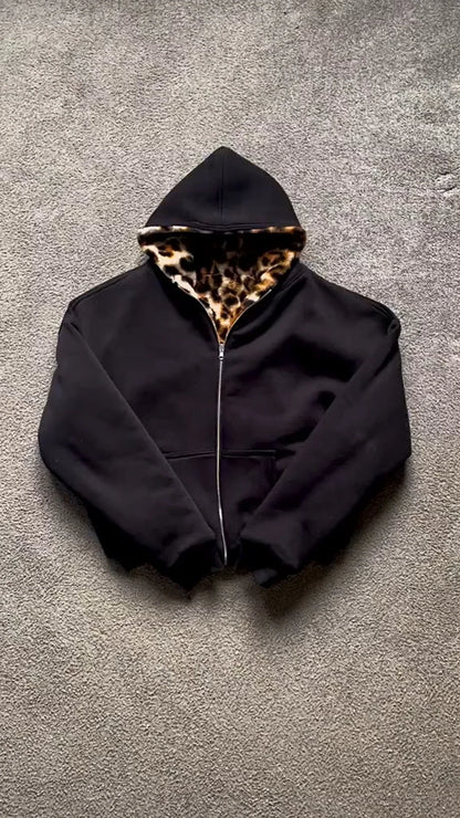 Reversible Leopard Print Zip Sweatshirt 32$ TODAY ONLY