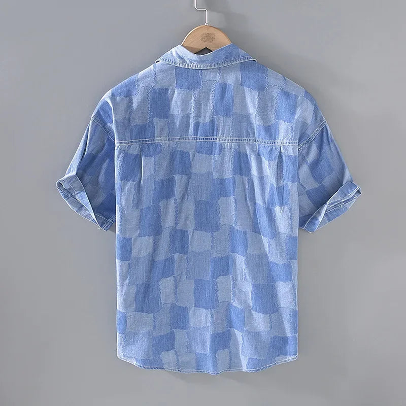 Lennox — Lightweight Cotton Blend Checkered Shirt with Chest Pockets