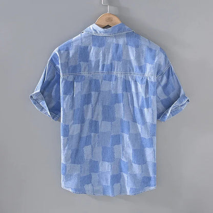 Lennox — Lightweight Cotton Blend Checkered Shirt with Chest Pockets