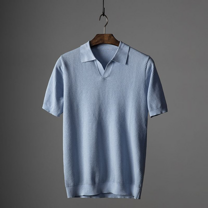 Polo a maglia Elian — Camicia in morbido cotone peruviano con colletto Johnny moderno