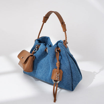 Kieranza — Women's Genuine Leather Denim Patchwork Hobo Bag