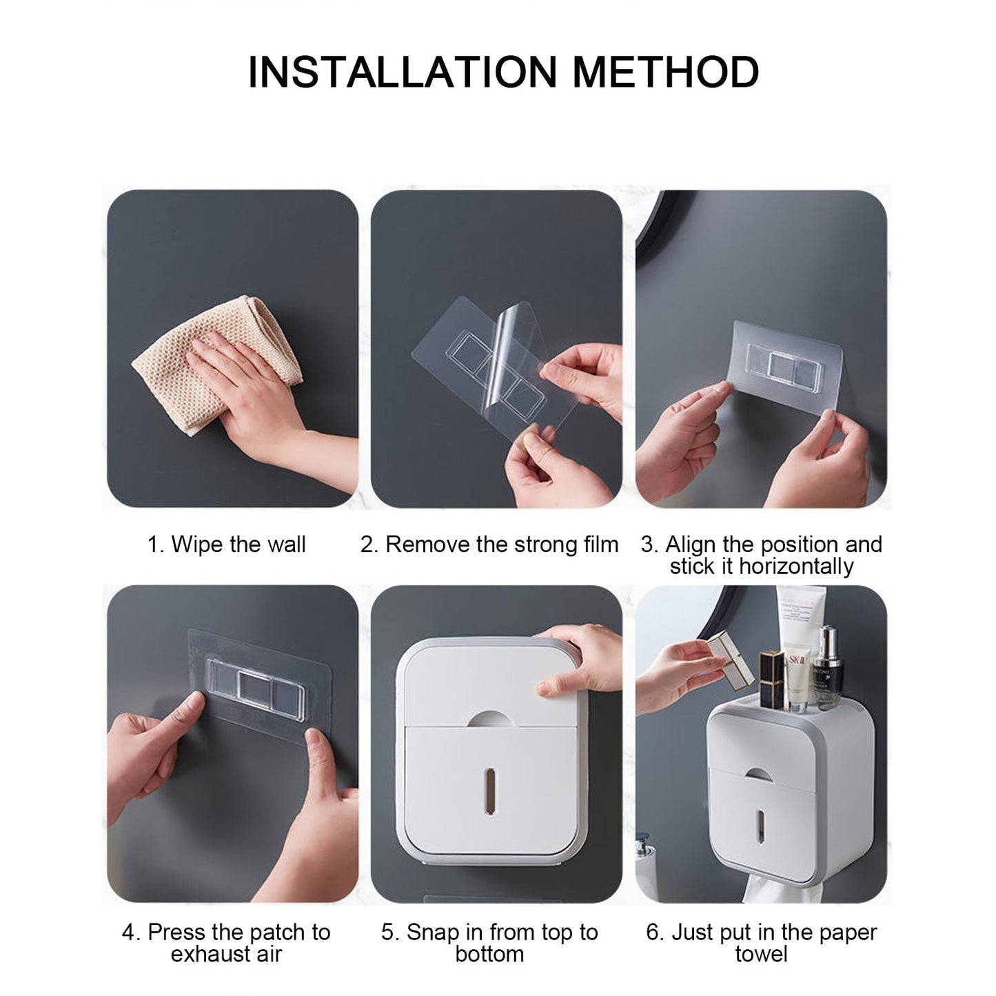 Liora — Punch-Free Wall-Mount Toilet Paper Holder with Storage Shelf