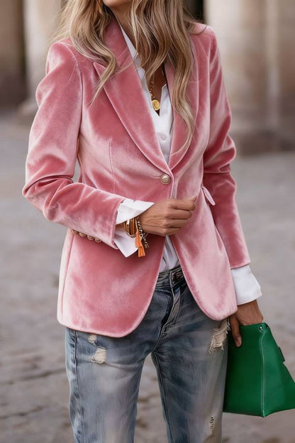 Zentavo Blazer vintage din catifea, croială slim
