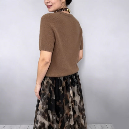 🔥Neuankömmlinge Angebot-Azuron Damen Zweiteiler Pullover & Leoparden Fließender Rock Set