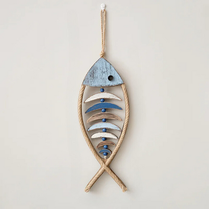 Marena — Decoração de parede artesanal de peixe mediterrâneo em madeira rústica