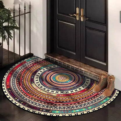 Liora — Boho félkör alakú csúszásmentes ajtószőnyeg puha, tartós szőnyeggel