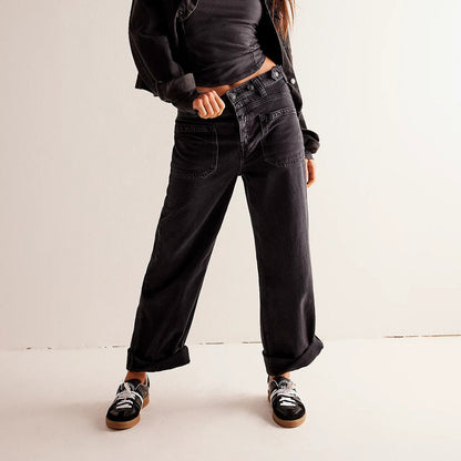 Varenza — Relaxed High-Rise Wide Leg Jeans with Vintage Wash