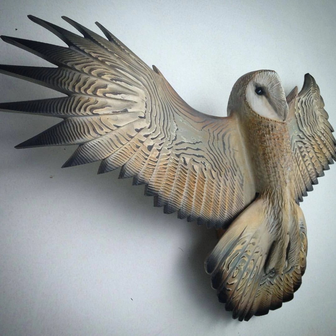 Barn Owl Wall Art - Hand Carved Art