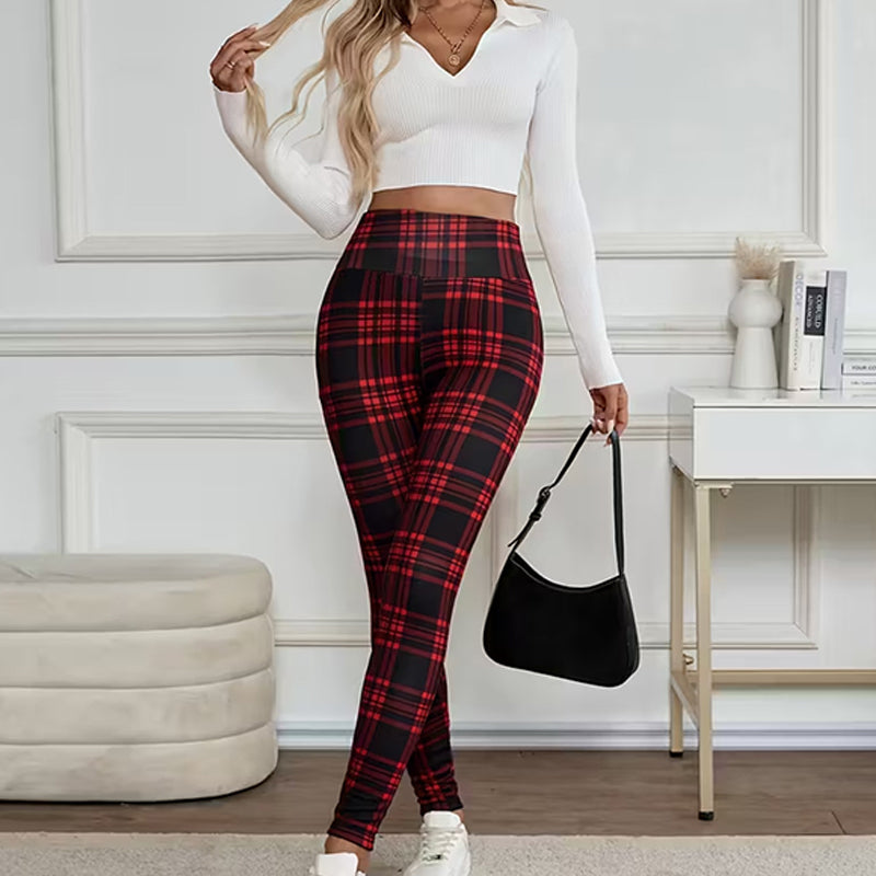 Norla — Women’s Thermal Plaid Leggings with Slim High Waist