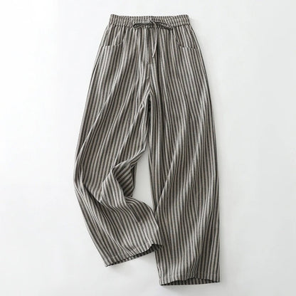 Norla — Striped Linen Wide-Leg Pants with Elastic Waistband