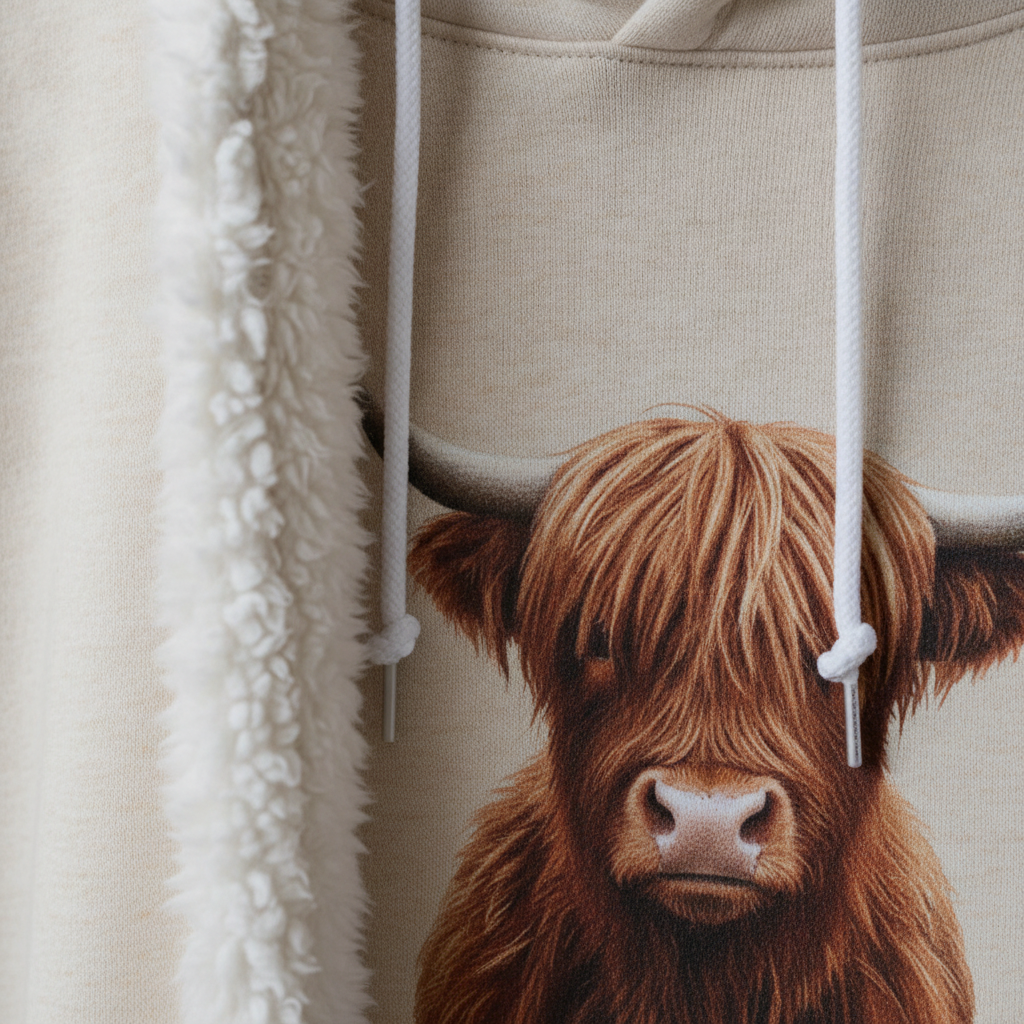 Coorie™ Fleece-Lined Highland Cow Hoodie