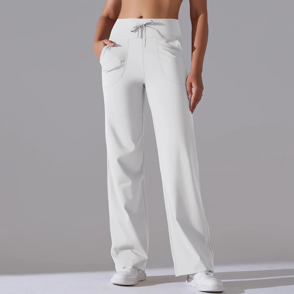 Caldena — Women's Wide-Leg Stretch Pants with Sculpted Waistband