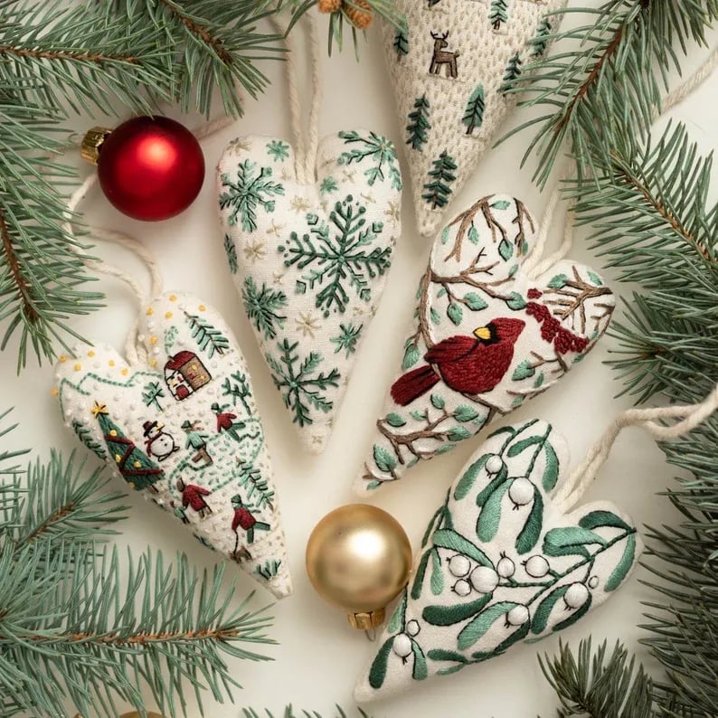 FestiveThread™ Heart Embroidery Kit — Skab hyggelig julemagi, der varmer hvert hjørne af dit hjem