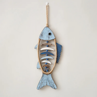 Marena — Decoração de parede artesanal de peixe mediterrâneo em madeira rústica