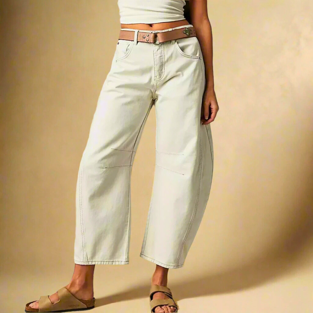 Norla — Vintage-Vaskede Korte Jeans med Knaplukning i Taljen