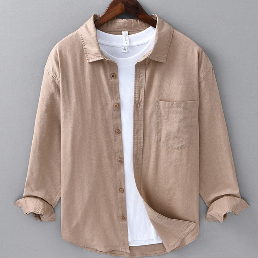 Corbin — Camisa de Linho Respirável com Caimento Relaxado e Bolso no Peito