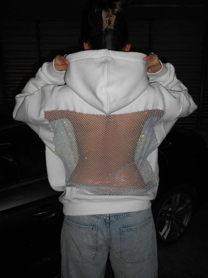 Backstage Crystal-Mesh Hoodie™ — Own the Spotlight with Daring Edge and Luxe Comfort