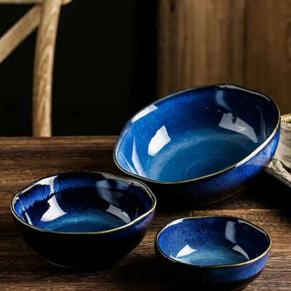 Kana Blaue Keramikschale — Robuste Porzellanschale mit Elegantem Japanischem Design