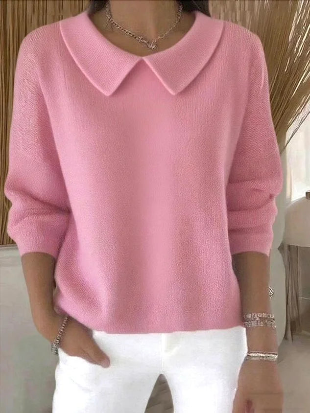 Elara — Women’s Elegant Collar Knit Sweater with Soft Comfort