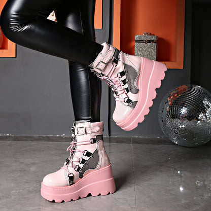 Levara — Gothic Chunky Platform Boots with Buckle Accents