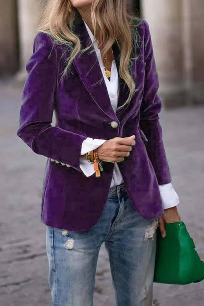 Zentavo Blazer vintage din catifea, croială slim