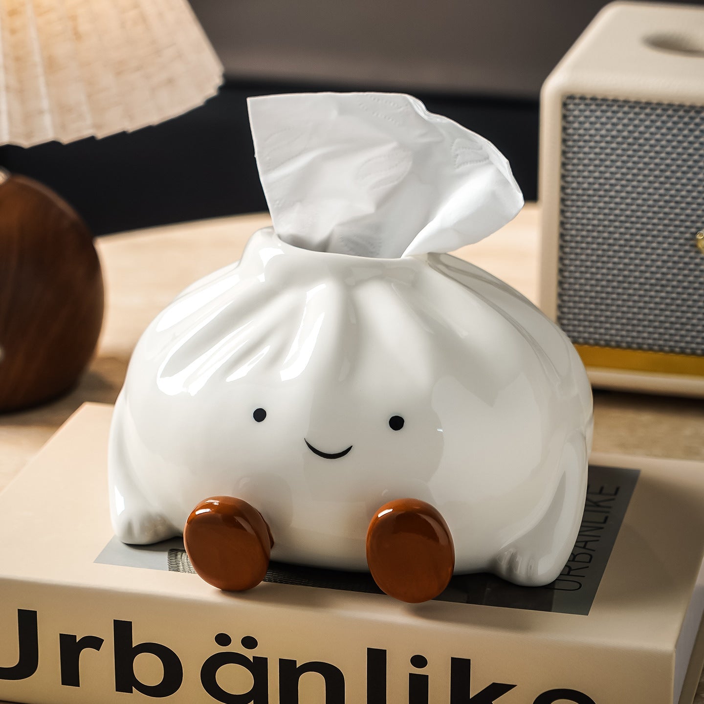 Lumo — Ceramic Dumpling Tissue Holder with Playful Design