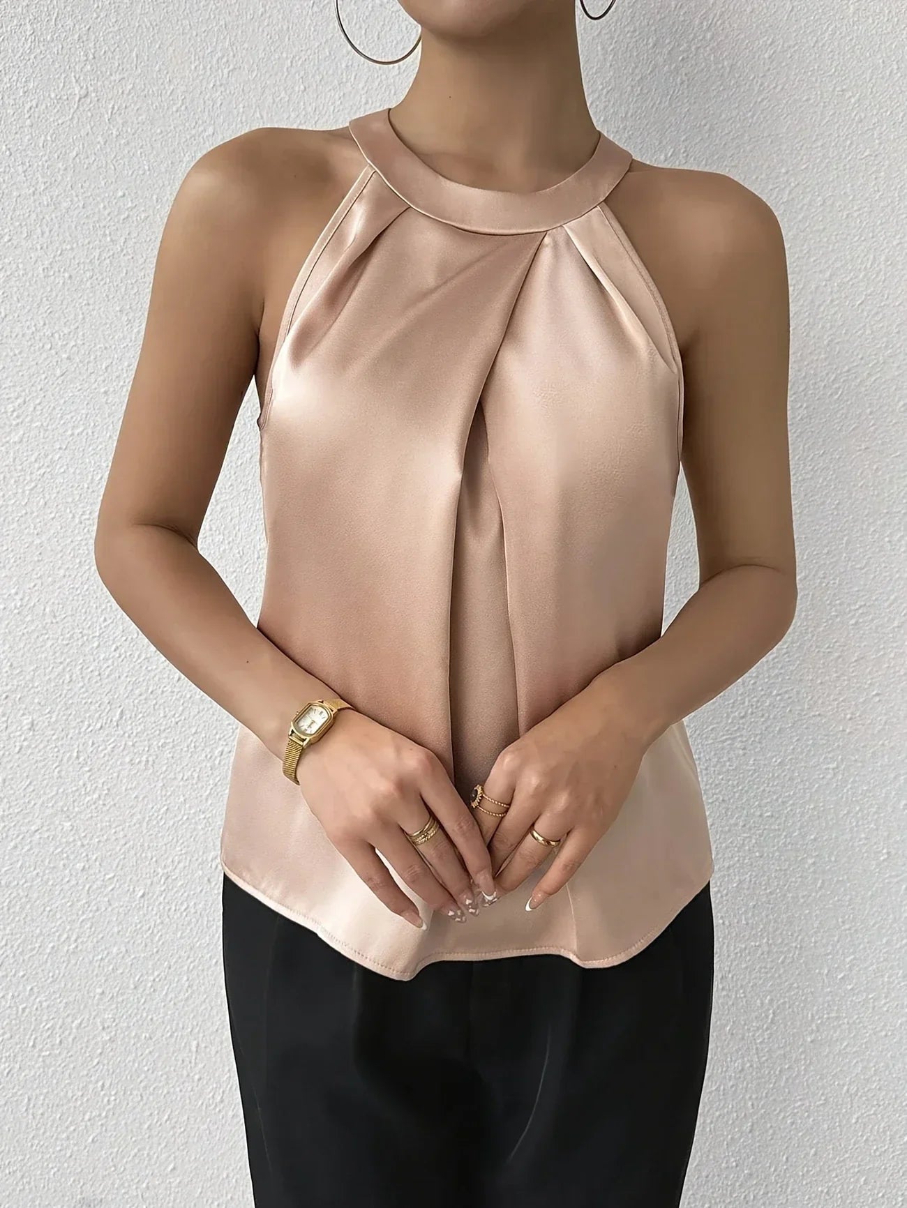 Avielle Neckholder-Bluse — Ärmelloses Top mit Satin-Finish für Damen