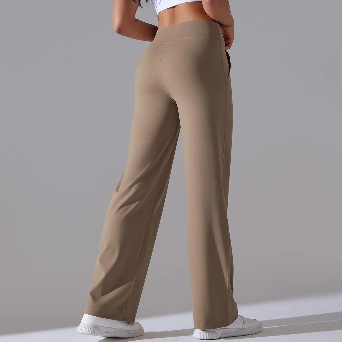 Caldena — Women's Wide-Leg Stretch Pants with Sculpted Waistband