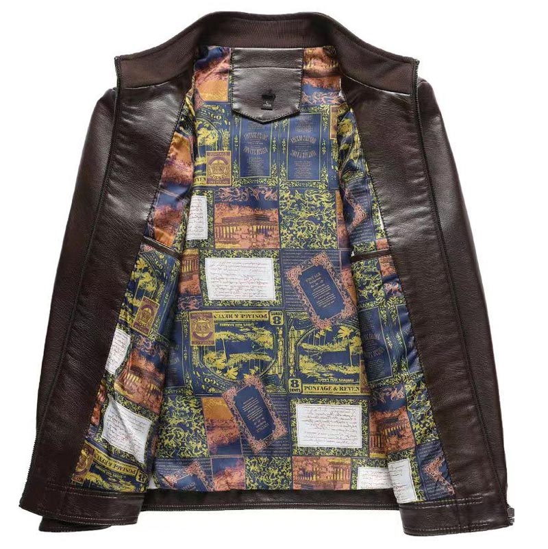 Varenzo — Men’s Genuine Leather Jacket with Warm Plush Lining