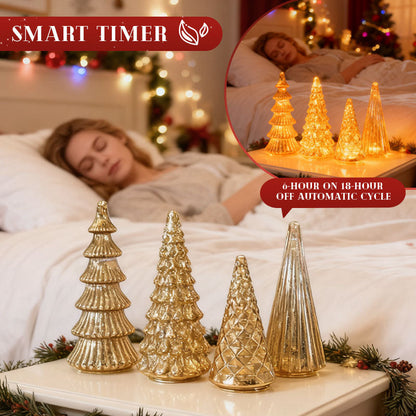 Norla — Hand-Blown Mercury Glass Christmas Trees with Warm LED Glow