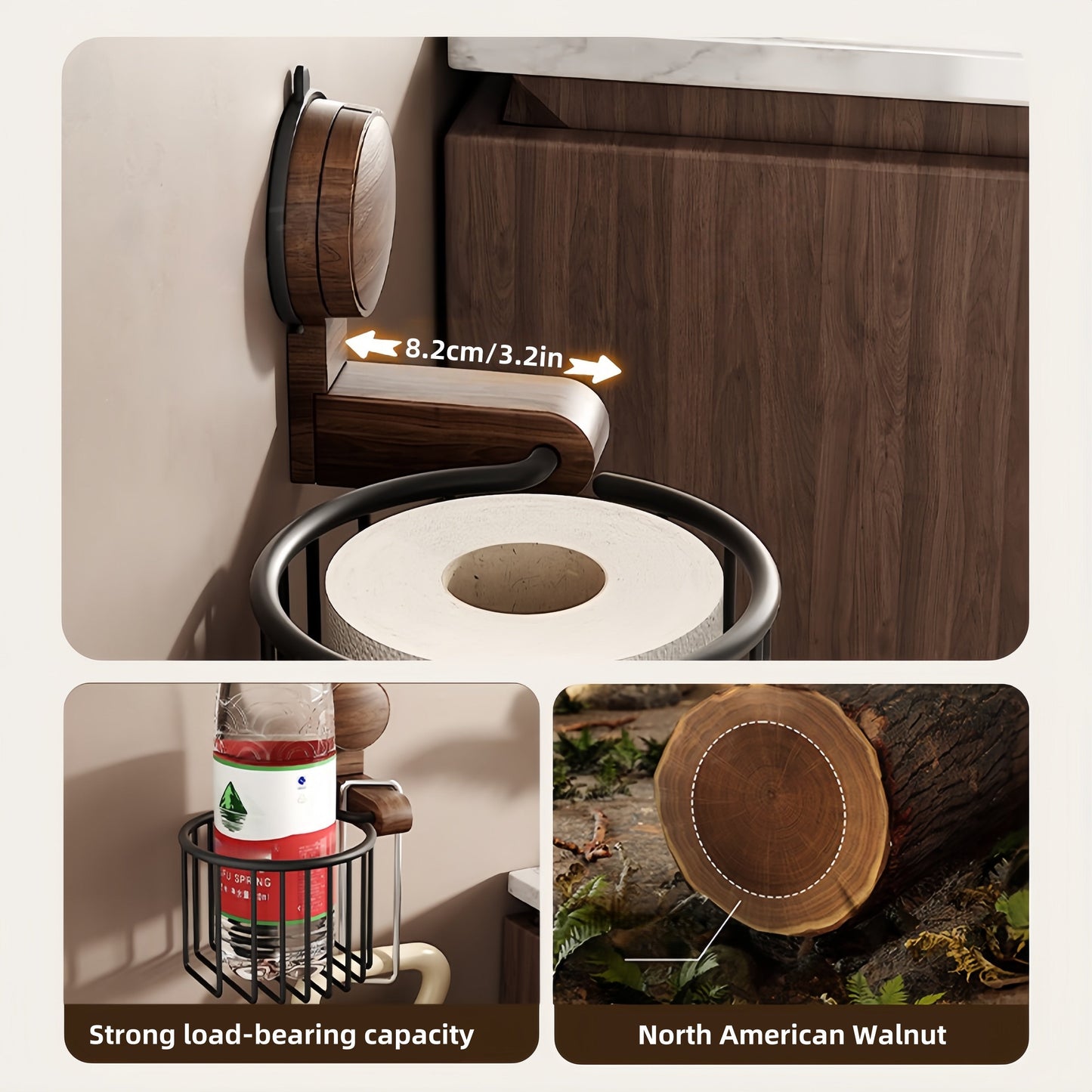 Walnut Wood Toilet Paper Holder™ — Pidä rullasi kuivina, raikkaina ja homeettomina vaivattomalla eleganssilla