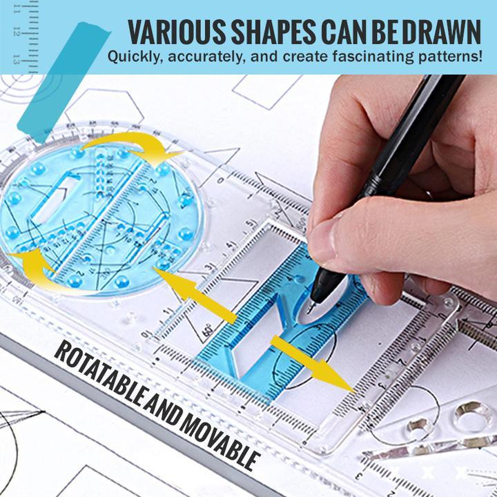 VeloDraw — Monitoiminen geometrinen piirustusviivain 14 muodolla
