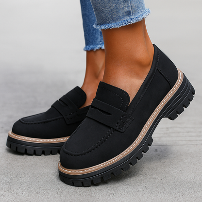 Zevra — Chunky Lug Sole Penny Loafers with Cushioned Comfort