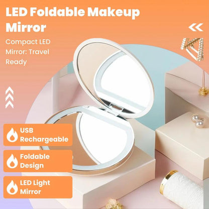 Viora — Portable Foldable LED Makeup Mirror with Natural Light