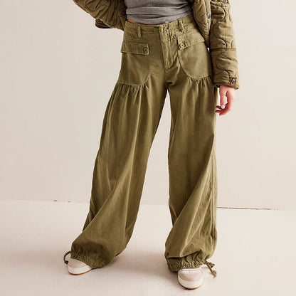 Liora — Wide-Leg Cotton Denim Jeans with Pleated Pockets