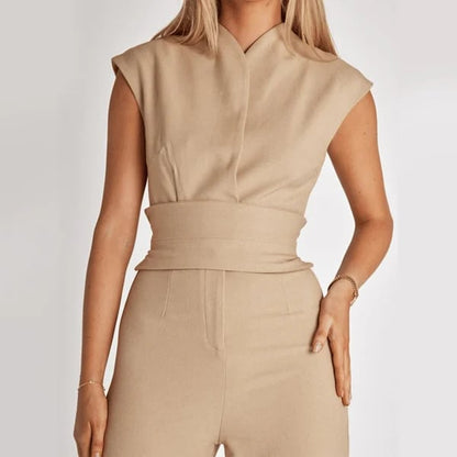 Women's Sleeveless Wide-Leg Jumpsuit